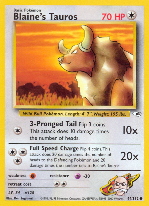 Gym Heroes Blaine's Tauros #64/132 unlimited