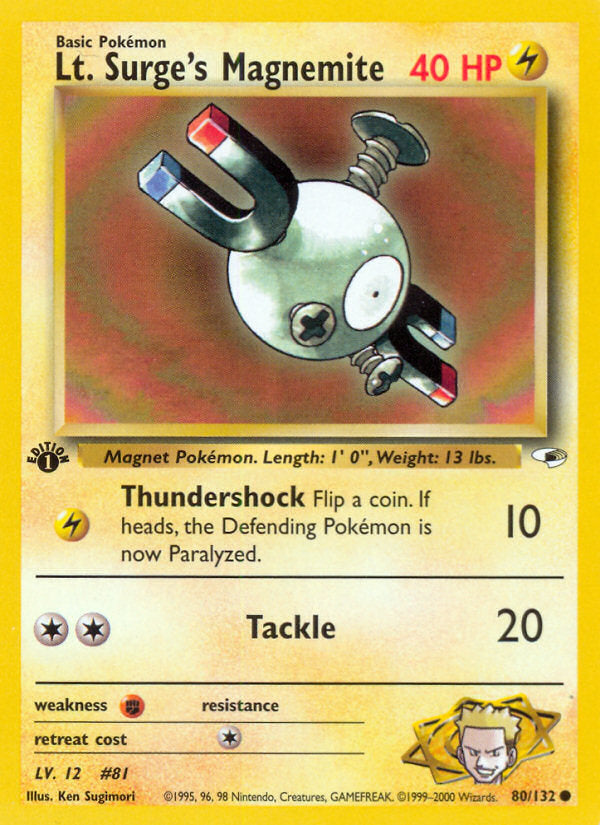 Gym Heroes Lt. Surge's Magnemite #80/132 first edition