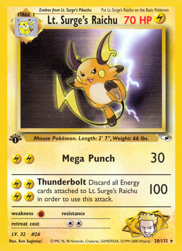 Gym Heroes Lt. Surge's Raichu #28/132 first edition