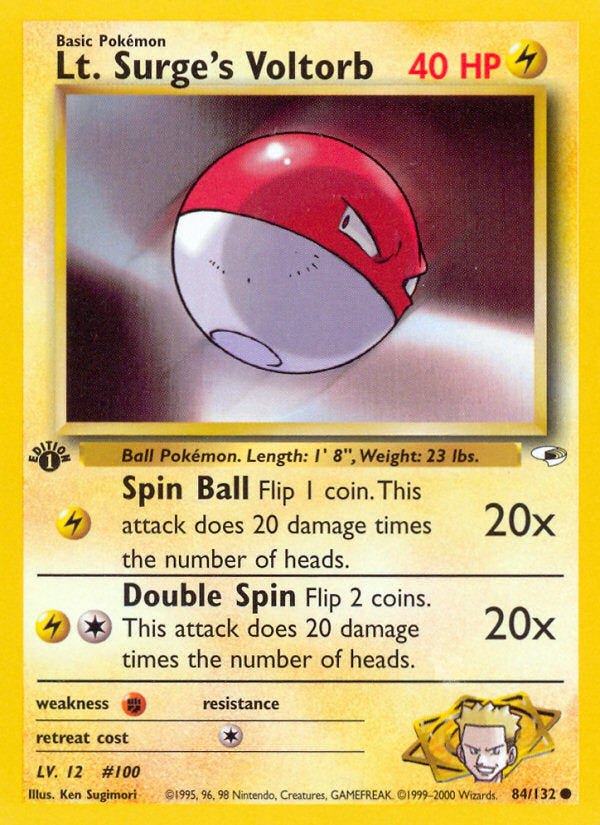 Gym Heroes Lt. Surge's Voltorb #84/132 first edition