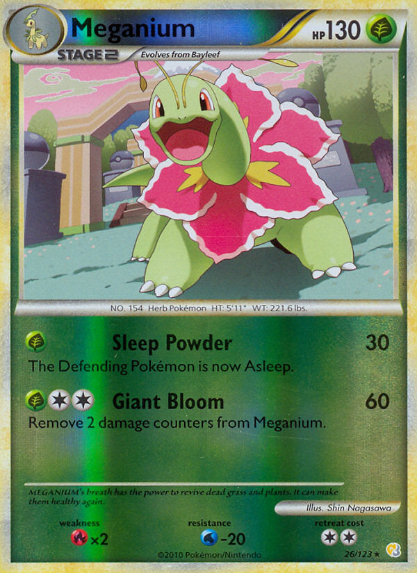 HeartGold SoulSilver Meganium #26/123 reverse holo