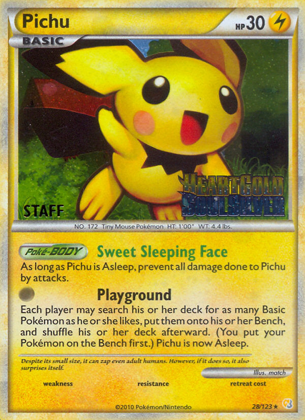 HeartGold SoulSilver Pichu #28 HGSS Staff Promo