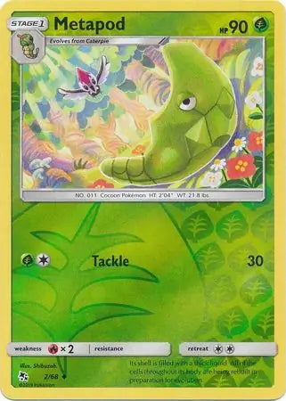 Hidden Fates Metapod #2/68 reverse holo