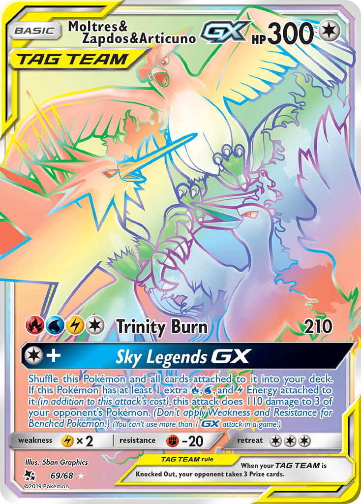 Hidden Fates Moltres & Zapdos & Articuno GX #69/68