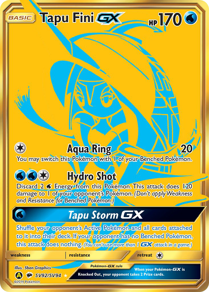 Hidden Fates Shiny Vault Tapu Fini GX SV92/SV94
