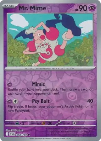 Journey Together Mr. Mime #58/159 reverse holo