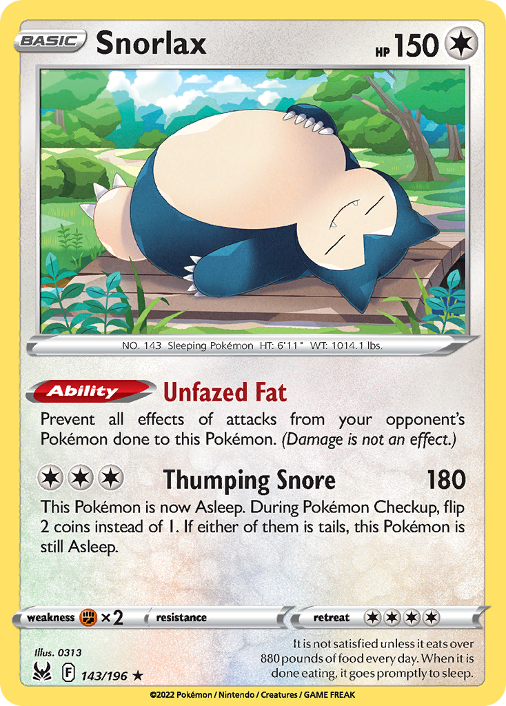 Lost Origin Holo Snorlax #143/196