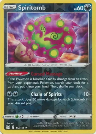 Lost Origin Spiritomb #117/196 reverse holo
