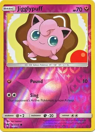 Lost Thunder Jigglypuff #133/214 reverse holo