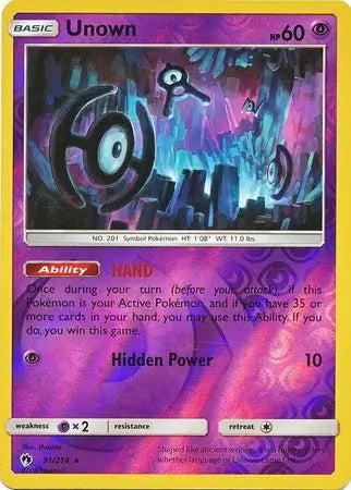 Lost Thunder Unown #91/214 reverse holo