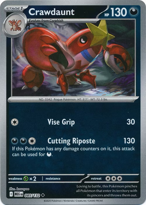 Mega Evolution Crawdaunt #085/132 Reverse Holo