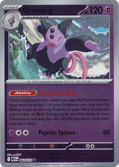 Mega Evolution Grumpig #063/132 Reverse Holo
