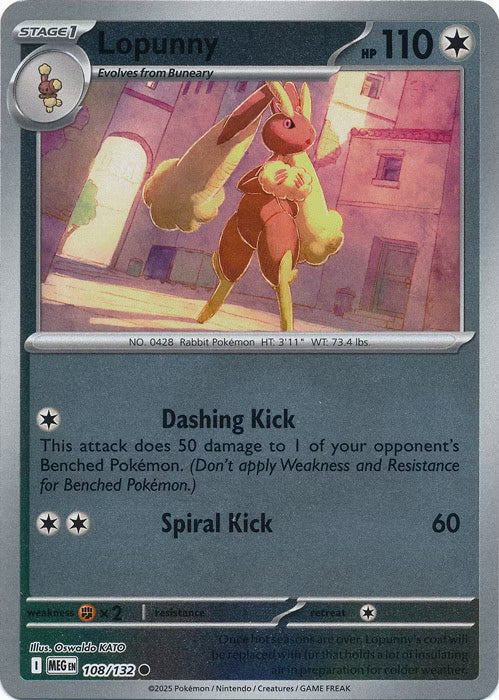 Mega Evolution Lopunny #108/132 Reverse Holo