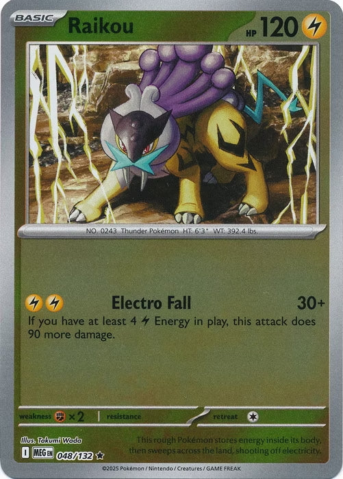 Mega Evolution Raikou #048/132 Reverse Holo
