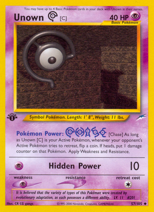 Neo Destiny Unown C #57/105 first edition