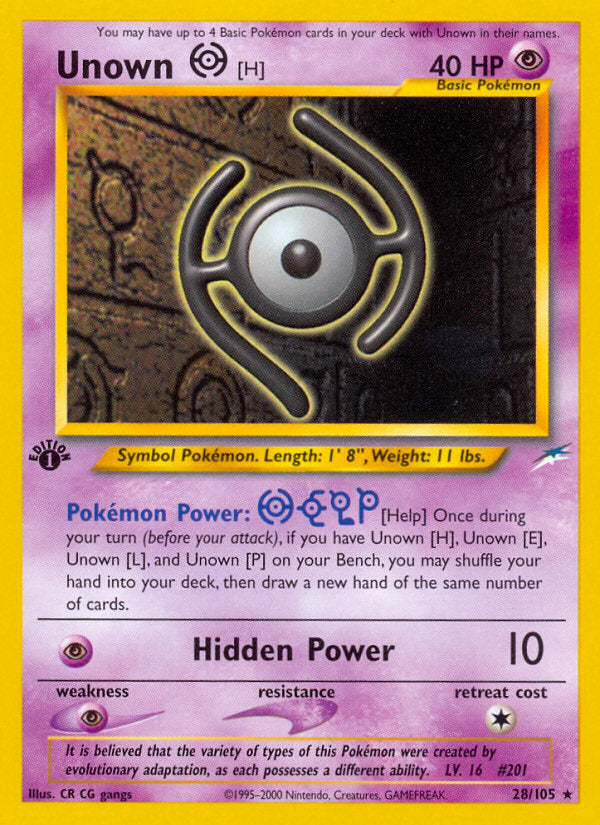 Neo Destiny Unown H #28/105 first edition