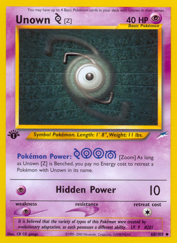 Neo Destiny Unown Z #60/105 first edition