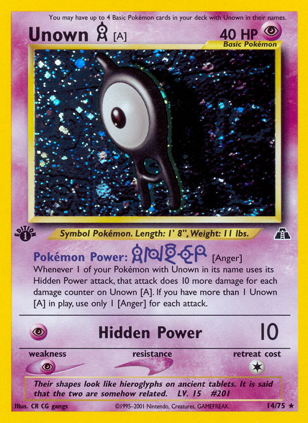 Neo Discovery Holo Unown A #14/75 first edition