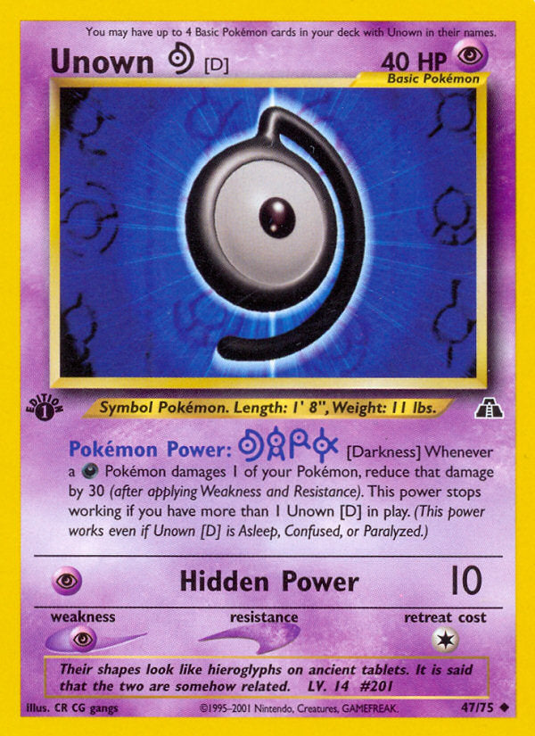 Neo Discovery Unown D #47/75 first edition