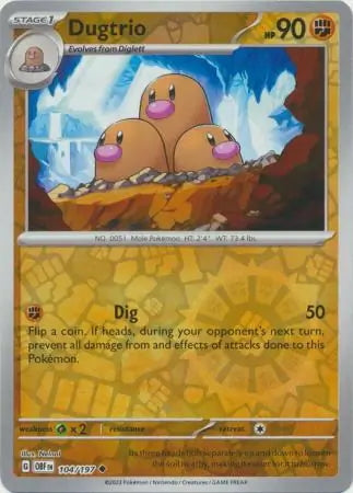 Obsidian Flames Dugtrio #104/197 reverse holo