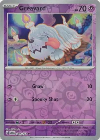 Obsidian Flames Greavard #99/197 reverse holo