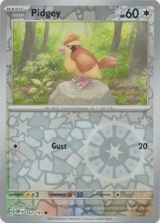 Obsidian Flames Pidgey #162/197 reverse holo