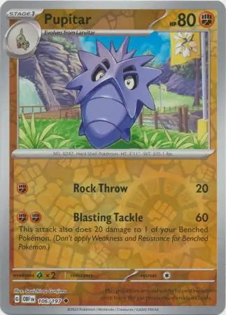 Obsidian Flames Pupitar #106/197 reverse holo