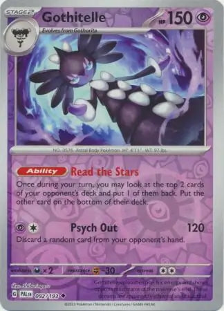 Paldea Evolved Gothitelle #92/193 reverse holo