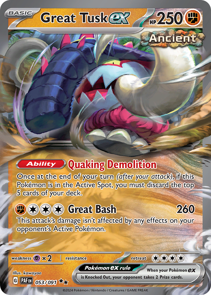 Paldean Fates Holo Great Tusk EX #53/91