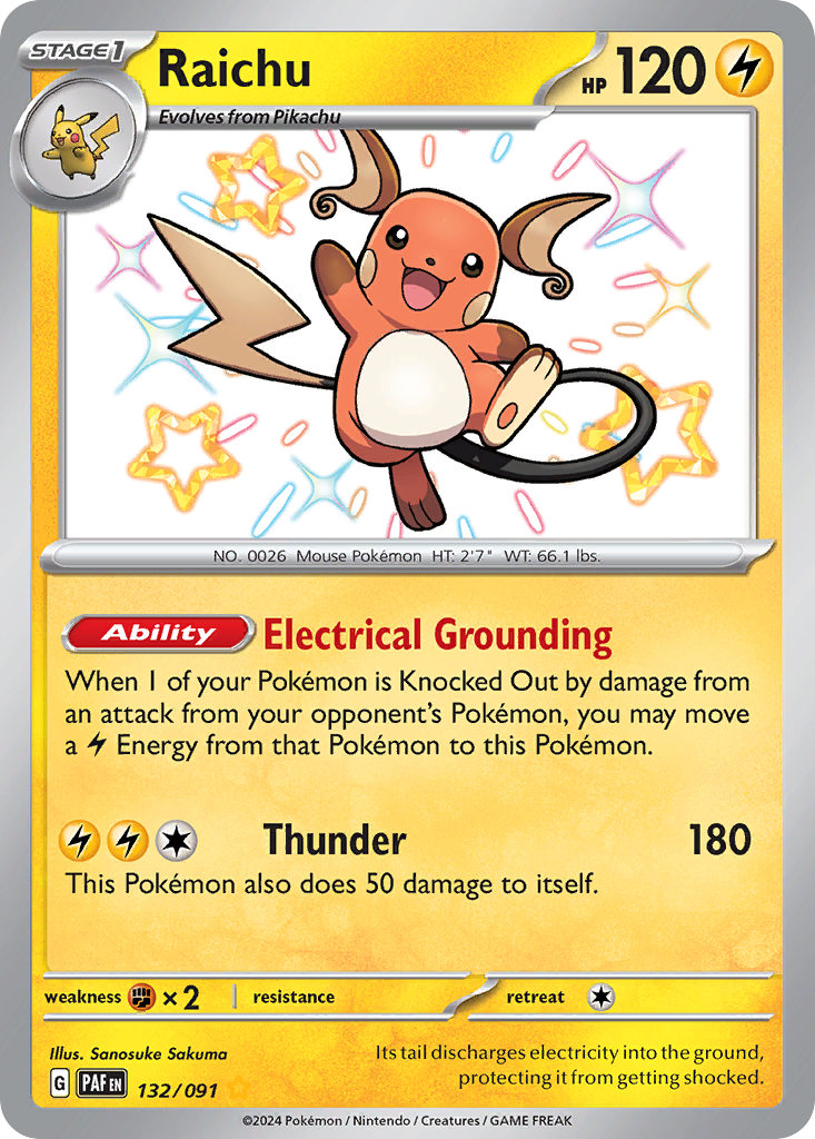 Paldean Fates Raichu #132/91