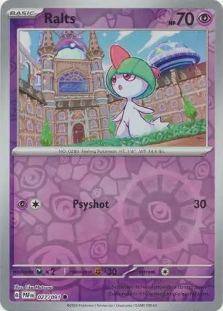 Paldean Fates Ralts #27/91 reverse holo