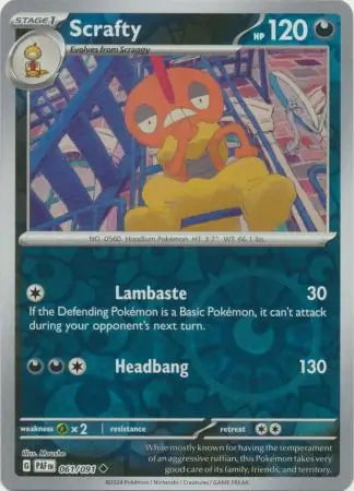 Paldean Fates Scrafty #61/91 reverse holo