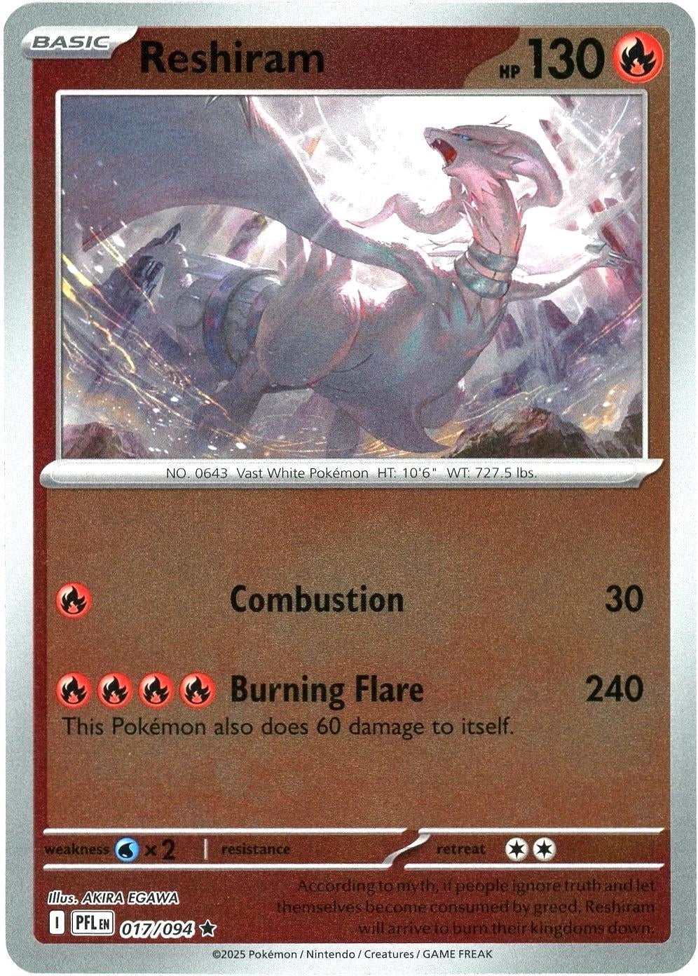 Phantasmal Flames Reshiram #017/94 Reverse Holo