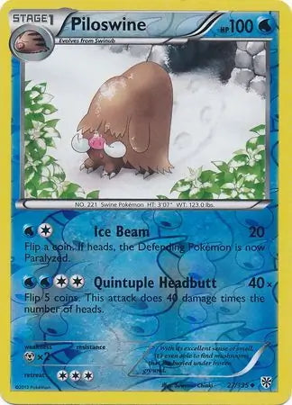 Plasma Storm Piloswine #27/135 reverse holo