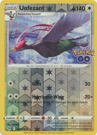 Pokémon Go Unfezant #63/78 reverse holo