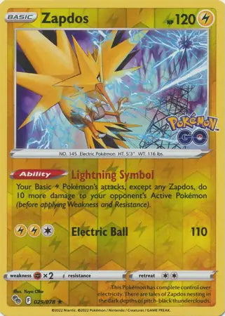 Pokémon Go Zapdos #29/78 reverse holo