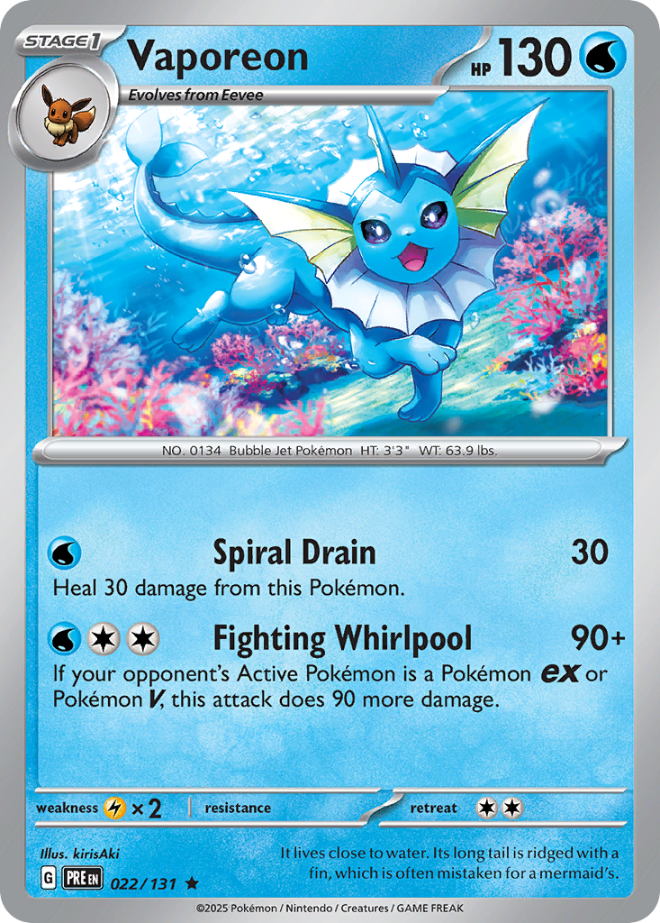 Prismatic Evolutions Holo Vaporeon #022/131