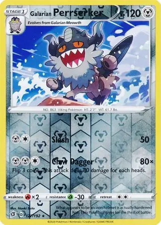Rebel Clash Galarian Perrserker #127/192 reverse holo