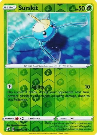Rebel Clash Surskit #10/192 reverse holo