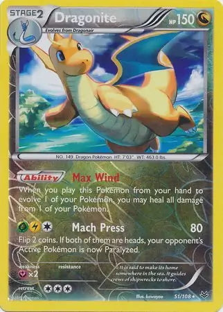 Roaring Skies Dragonite #51/108 reverse holo