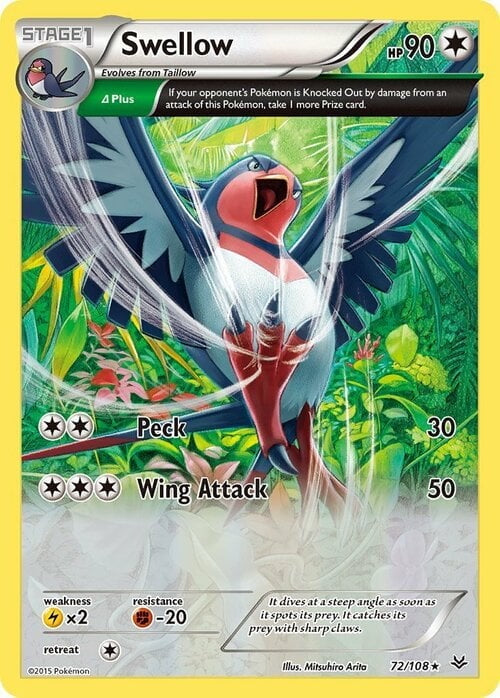 Roaring Skies Non - Holo Swellow #72/108