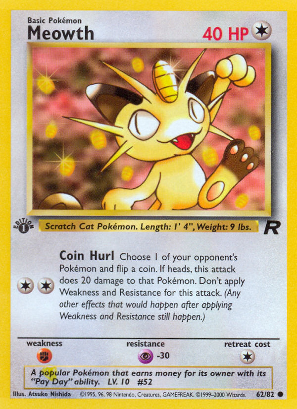Rocket set Meowth #62/82 first edition