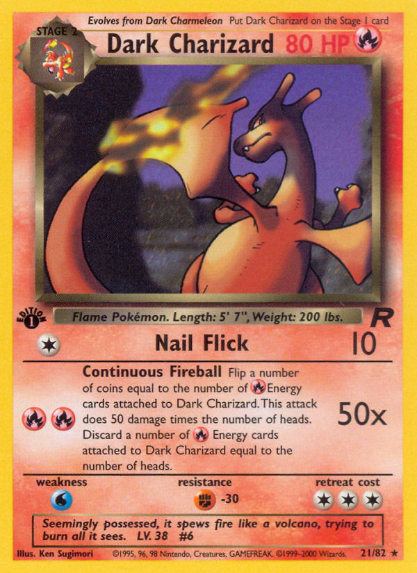 Rocket set Non Holo Dark Charizard #21/82 first edition