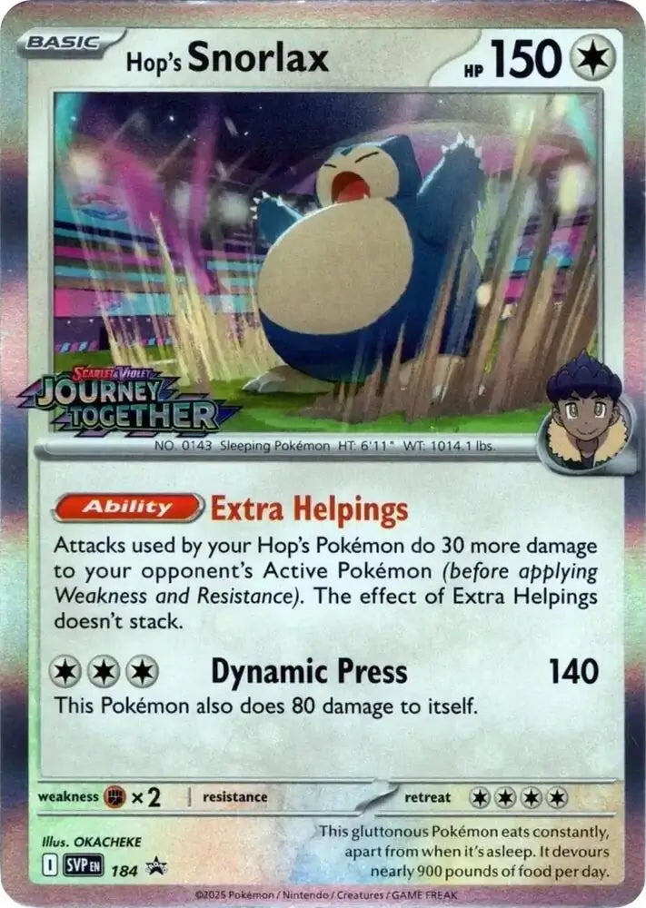 Scarlet & Violet Promo Hop's Snorlax #184 Prerelease