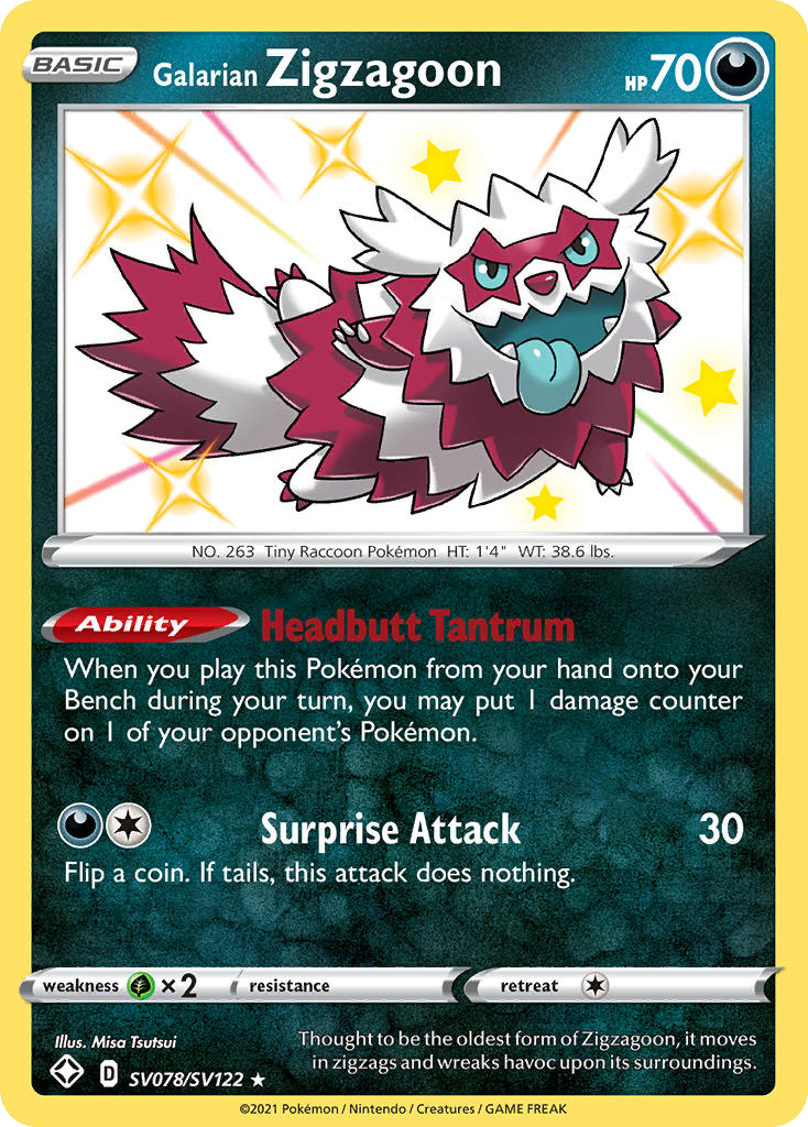 Shining Fates SV78/SV122 Galarian Zigzagoon