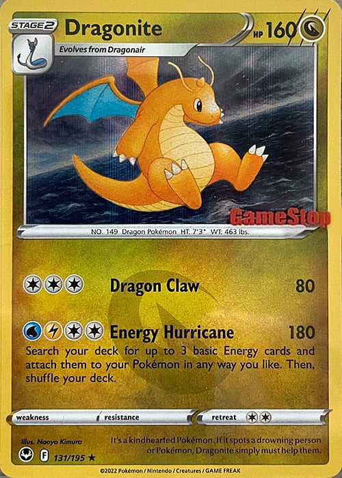 Silver Tempest Holo Dragonite #131 Gamestop Promo