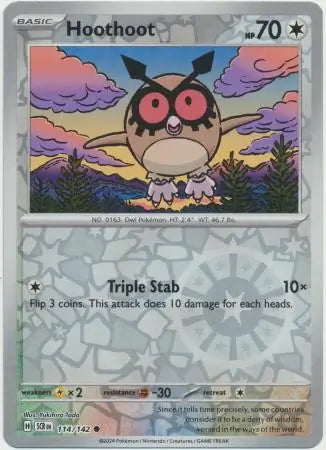 Stellar Crown Hoothoot #114/142 reverse holo
