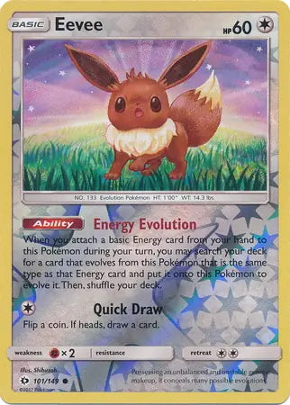 Sun & Moon Eevee #101/149 reverse holo
