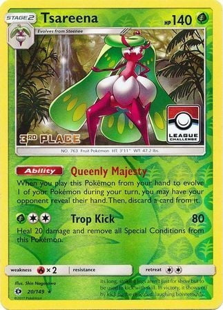 Sun & Moon Holo Tsareena #20 Third Place League Challange