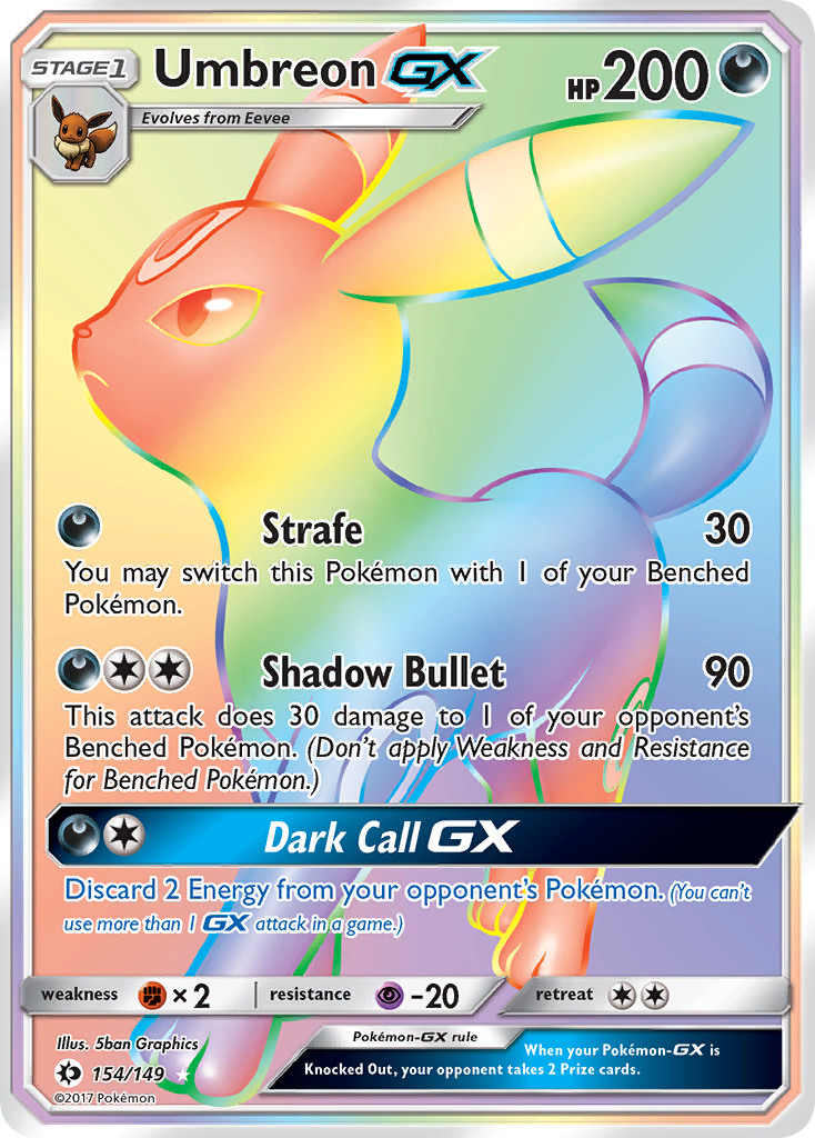 Sun & Moon Secret Rare Umbreon GX #154/149
